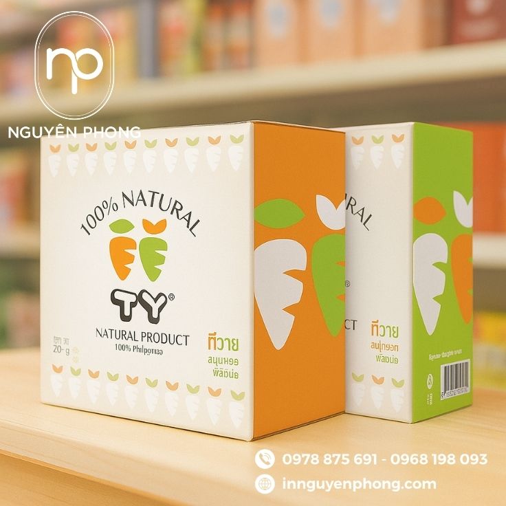 Mẫu hộp giấy đựng bột cà rốt Thái Lan 